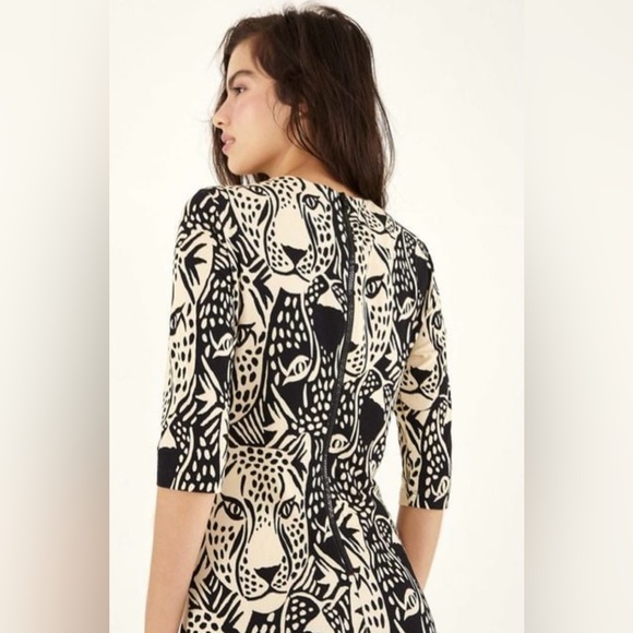 Rare FARM Rio B&W Midnight Leopards Jersey Dress Size Small - Picture 4 of 13